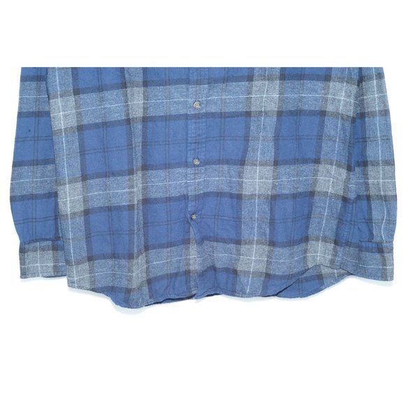 St. John's Bay Men's L Navy Blue Tartan Pattern Button-ups Long Sleeve Overshirt - Picture 4 of 7